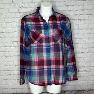 American Eagle Outfitters Colorful Lightweight Plaid Shirt Size M